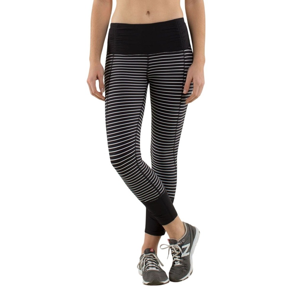 Lululemon Women's Runday Crop Parallel Stripe Tights Leggings Size 6